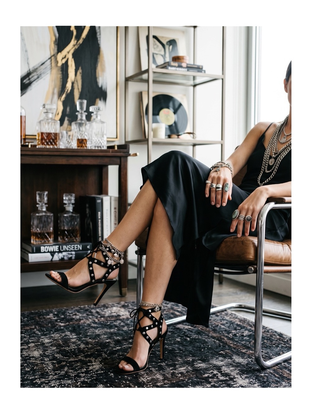 new Dolce Vita ❁ Studded Gladiator Heeled Sandals ❁ Black Stud Suede ❁ Size 8.5